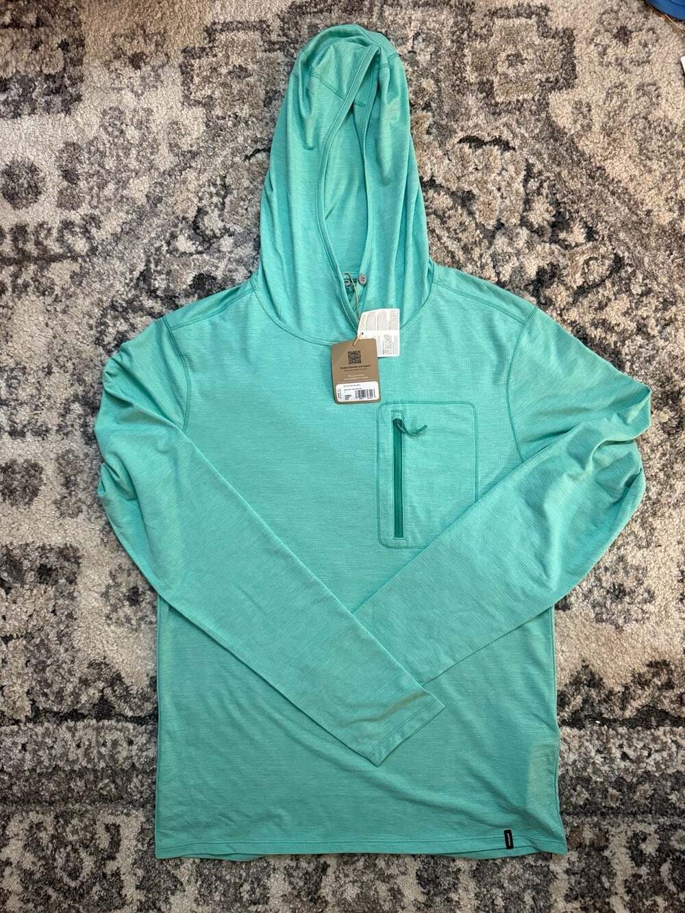 Patagonia Capilene Cool Daily Hoody Size S Turquoise Long Sleeve